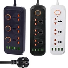 Удлинитель питания с европейской вилкой, универсальный электрический удлинитель переменного тока с 3 USB-разъемами для дома и офиса, сетевой фильтр