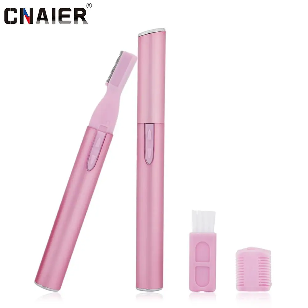 Pink-Alumium tube Электрический триммер для бровей CNAIER средство для удаления волос из носа Эпилятор Женская Мужская бритва для подмышек безопасная безвредная алюминиевая трубка - Цвет: Pink-Alumium tube