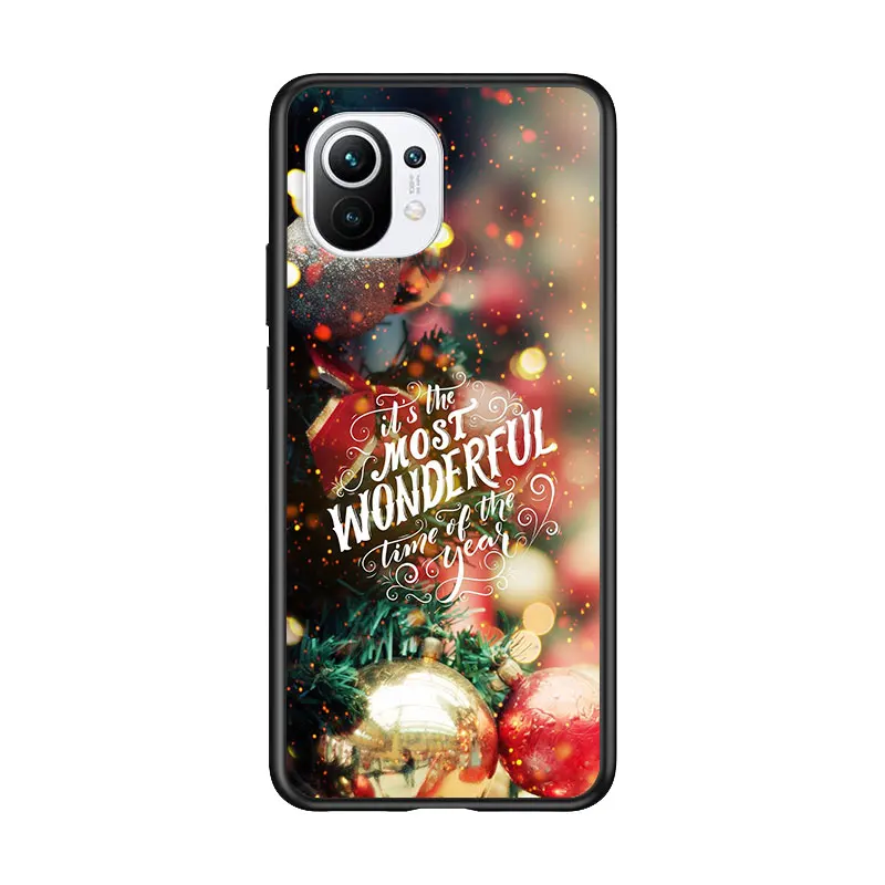 

Christmas Gift Decorations for Xiaomi Mi 11 10T Note 10 Ultra 5G 9 9T SE 8 A3 A2 A1 6X Pro Play F1 Lite 5G Black Phone Case