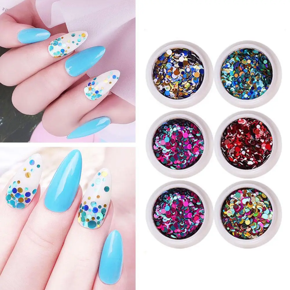 

6 Grids/box Mixed Size Round Sequin Nail Sequins Dream Applique Round Art Set Rainbow Decoration Rainbow Nail Slice G9F9