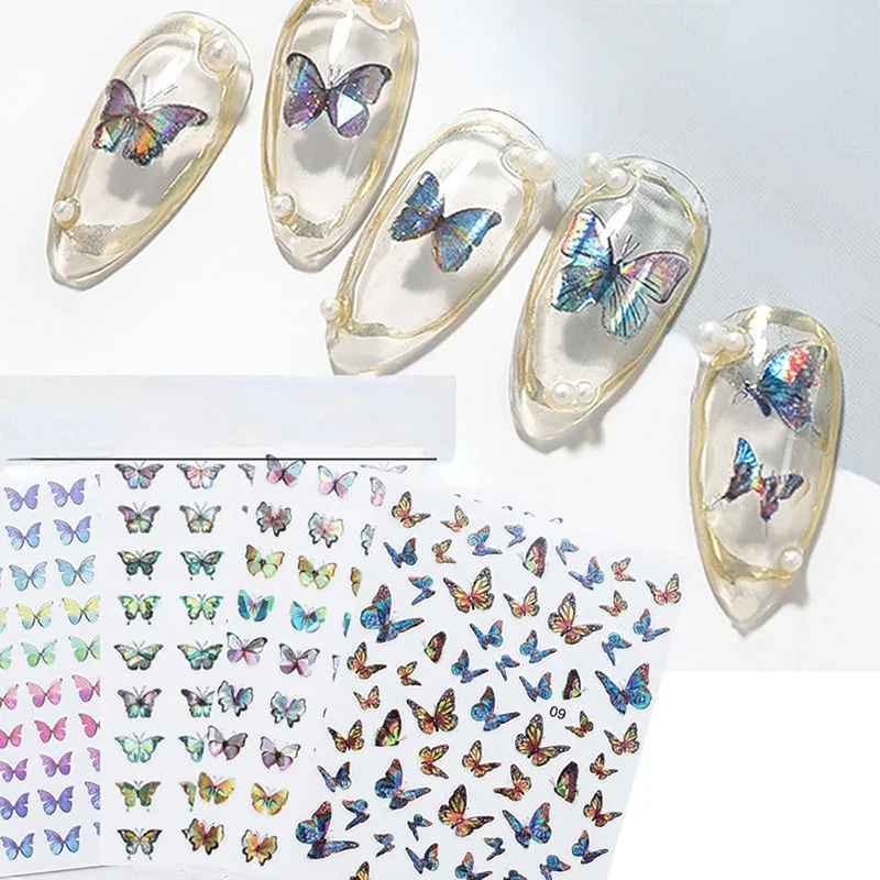 

ANYLADY 1 Pcs Holographic Nail Sticker Luxury Butterfly Mixed Colors DIY Decals Nail Studio Designer Nail Art Decoration