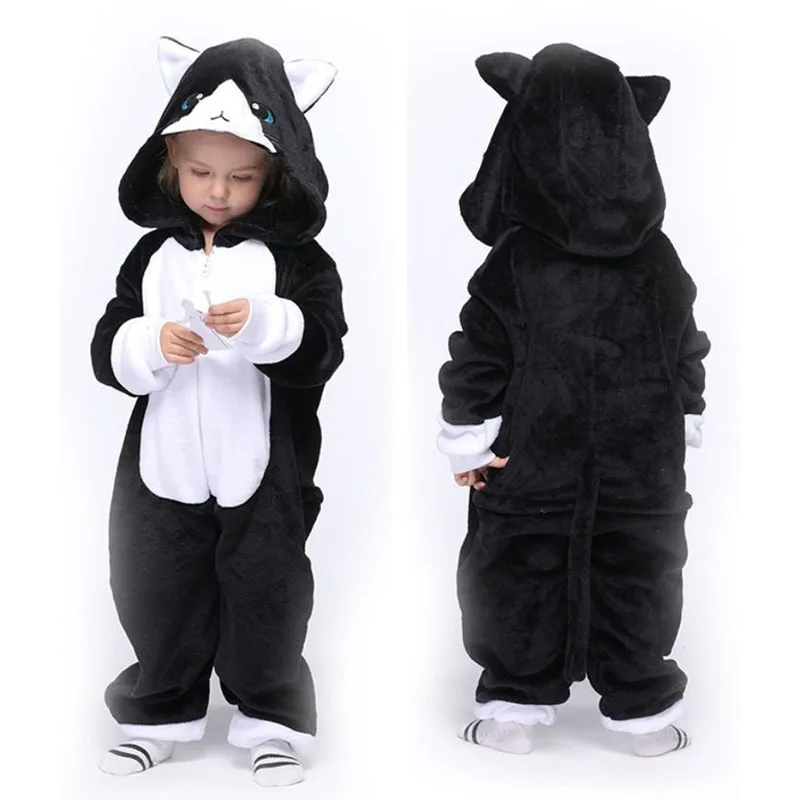 Пижама детская фланелевая с капюшоном кигуруми и мультяшными