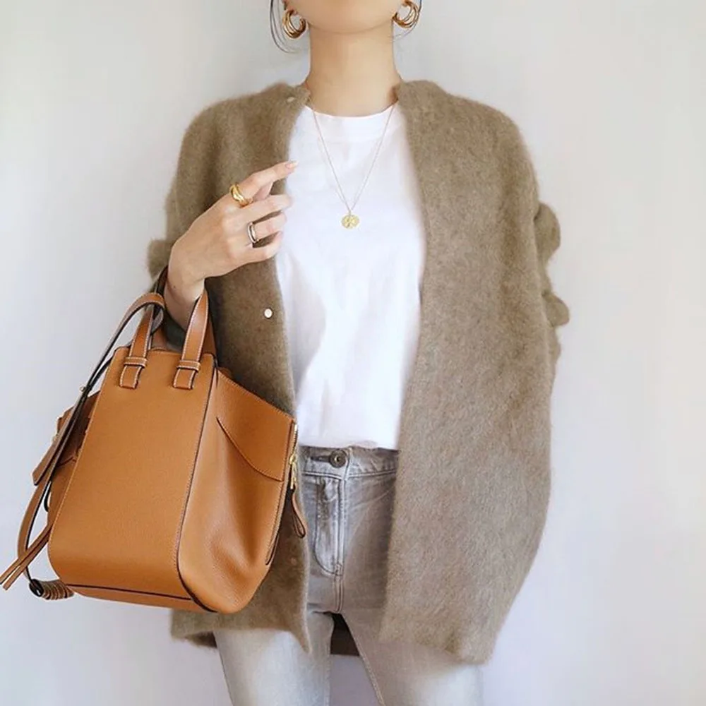 

2020 Spring Autumn New Women Cardigan Single-Breasted Casual Japanese Simple Tops Fall Long Sleeve Straight Blended Sweater