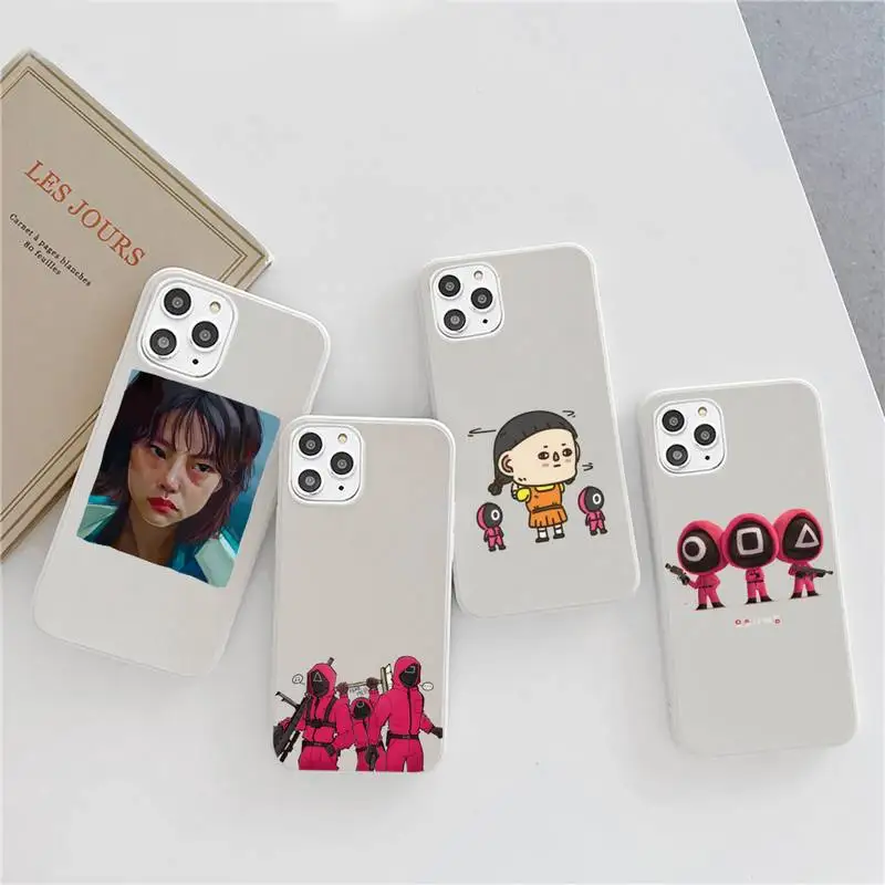 

Squid Game Round Six Phone Case Candy Color for iPhone 6 6S 7 8 11 12 XS X SE 2020 XR mini pro Plus MAX mobile bags shell