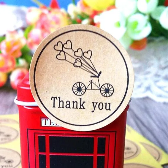 

1200pcs Round 35MM Bicycle Leather Love Balloon Sealing Sticker For Thank You Lable Stickers FREE SHIPPING