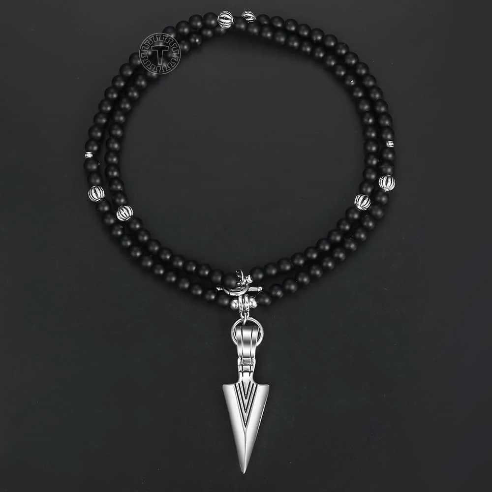 Мужское и женское ожерелье с подвеской в виде стрелы Davieslee матовое из черного