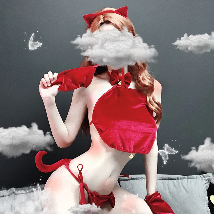 Милая женская эротическая косплейная униформа соблазнительная кошка горничная