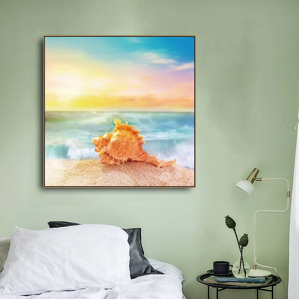 Laeacco Wall Art Холст Картина в скандинавском стиле виде морской звезды плакат и печать
