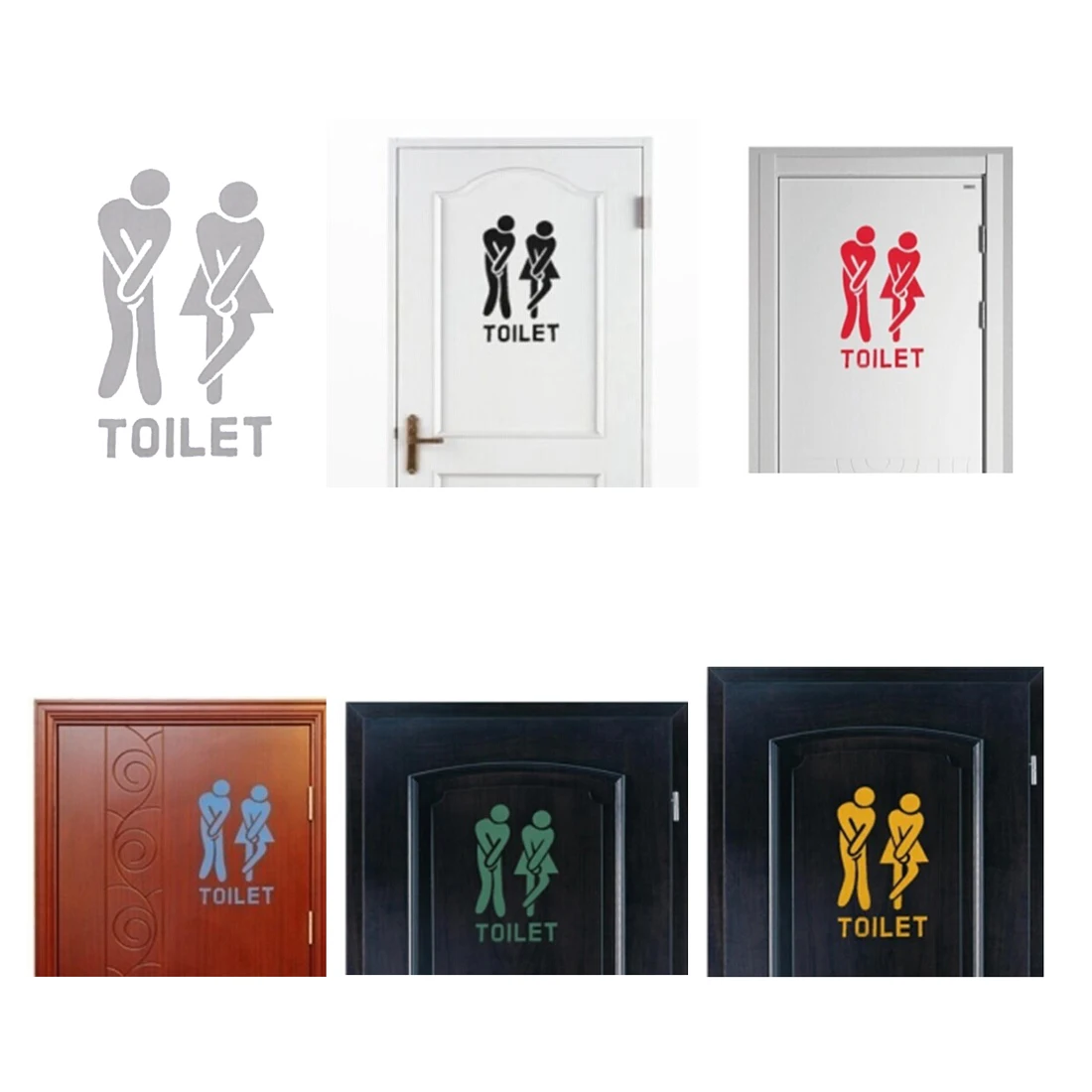 

Funny Toilet Door Sign Sticker Door Decal Bathroom Door Decoration Black
