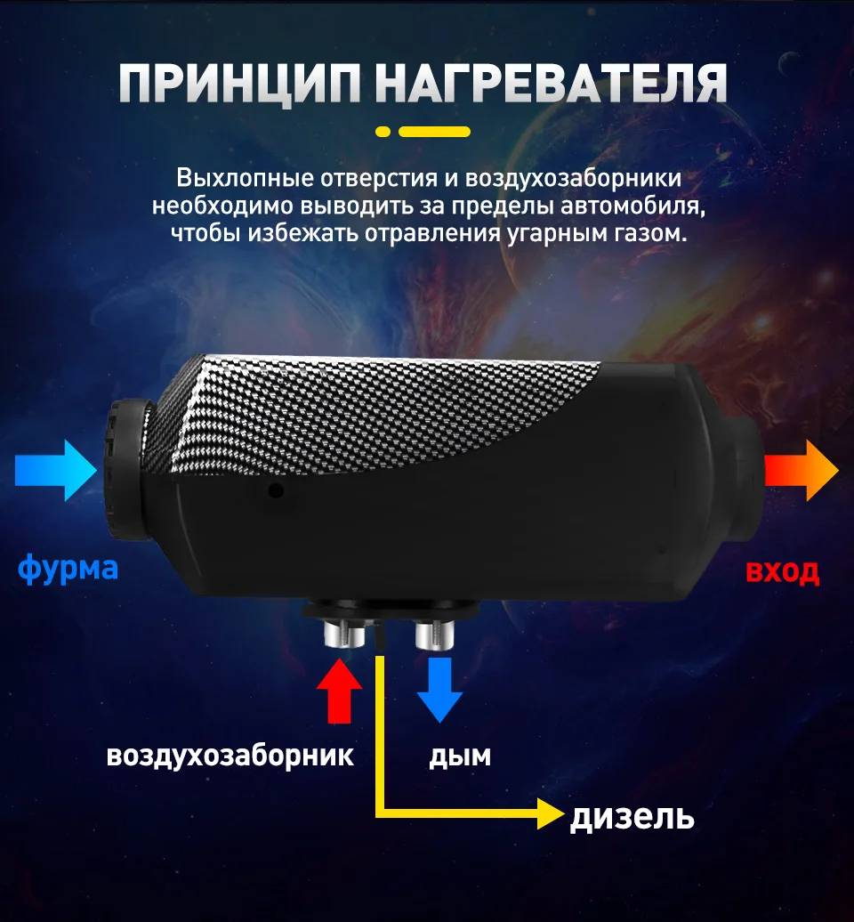 Дизельный Обогреватель воздуха HCalory 12 В 5 8 кВт с ЖК выключателем глушитель