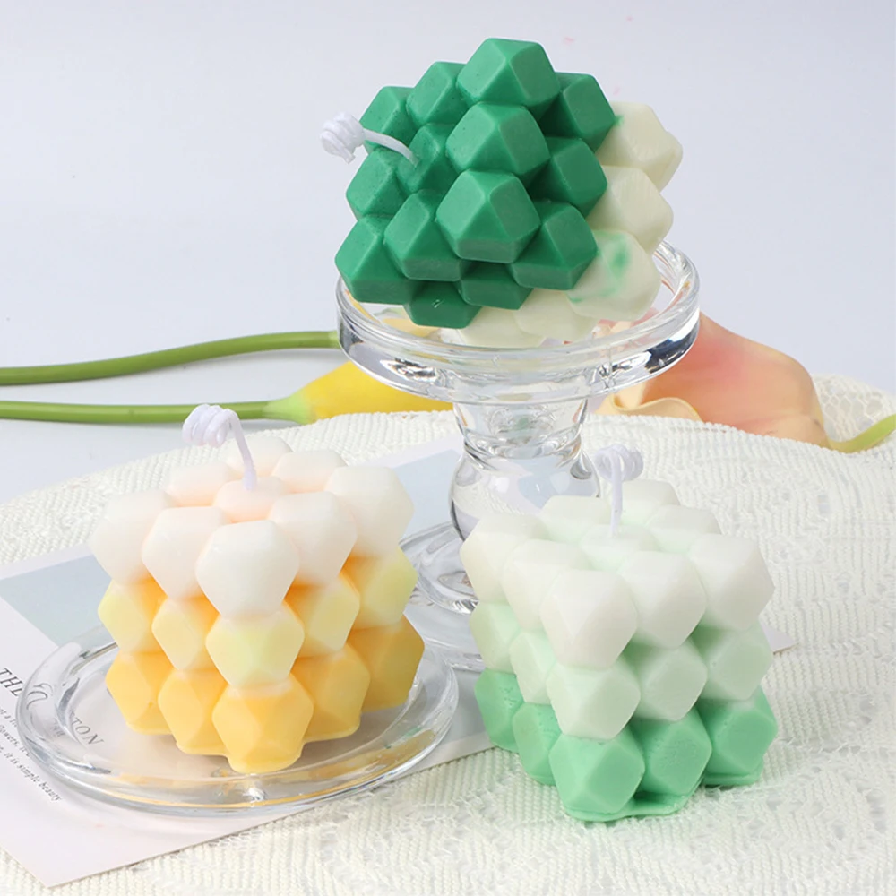 Molde de vela de burbujas 3D, bola redonda de Rubik, rectangular, supergrande, de silicona, pir&aacute;mide de hormig&oacute;n, para hornear, de resina, makin, nuevo-5