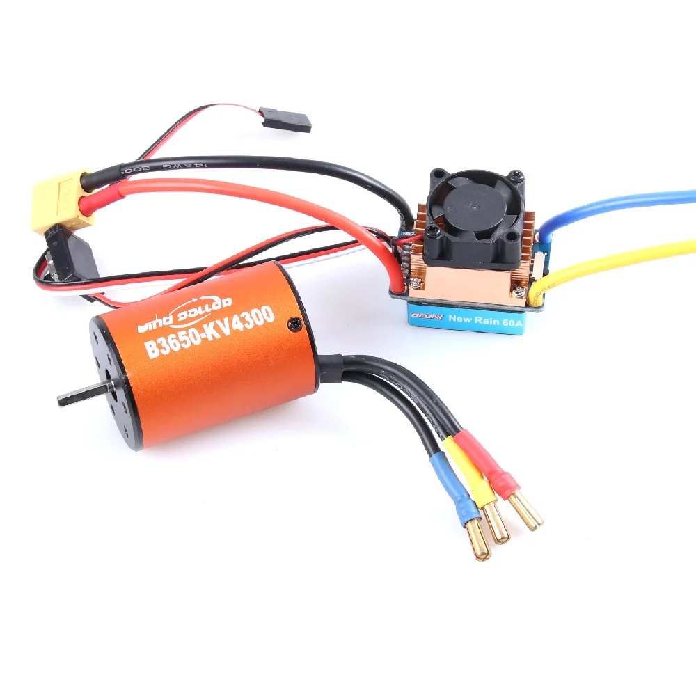

OCDAY 5-13V 320A Waterproof 3S 60A Brushed Motor ESC Electronic Speed Controller and B3650 3900KV 4300KV Motor For 1/10 RC Car