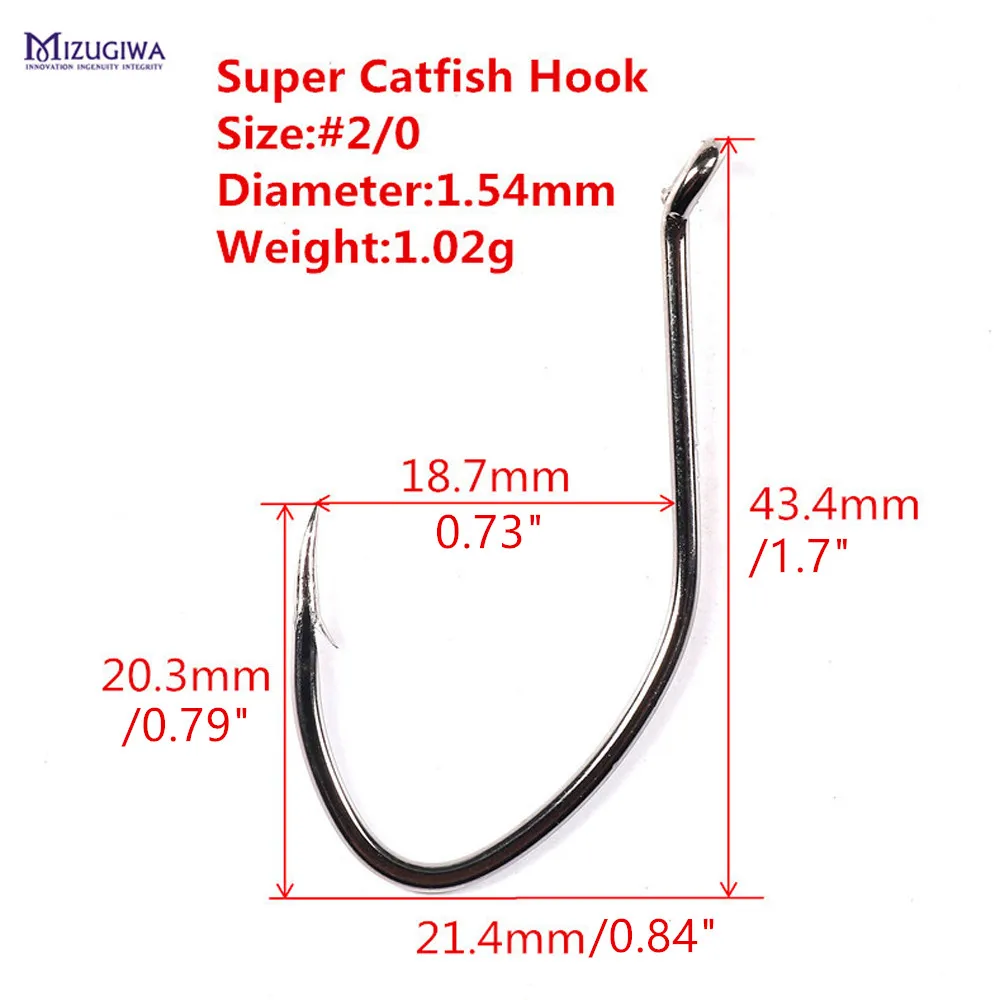 25 pcs Super Catfish Hook Sharpened Fishing 1/0 2/0 Black Nickel Sharp Hooks Tackle Pesca Heavy Gauge High Carbon Steel | Спорт и