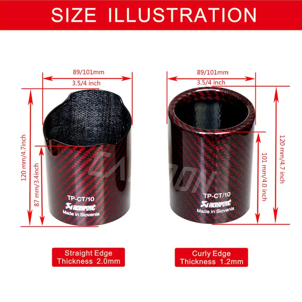 Akrapovic Logo Car Universal Exhaust Pipe Red and Twill Carbon Fiber Cover Muffler Tip case housing | Автомобили и мотоциклы