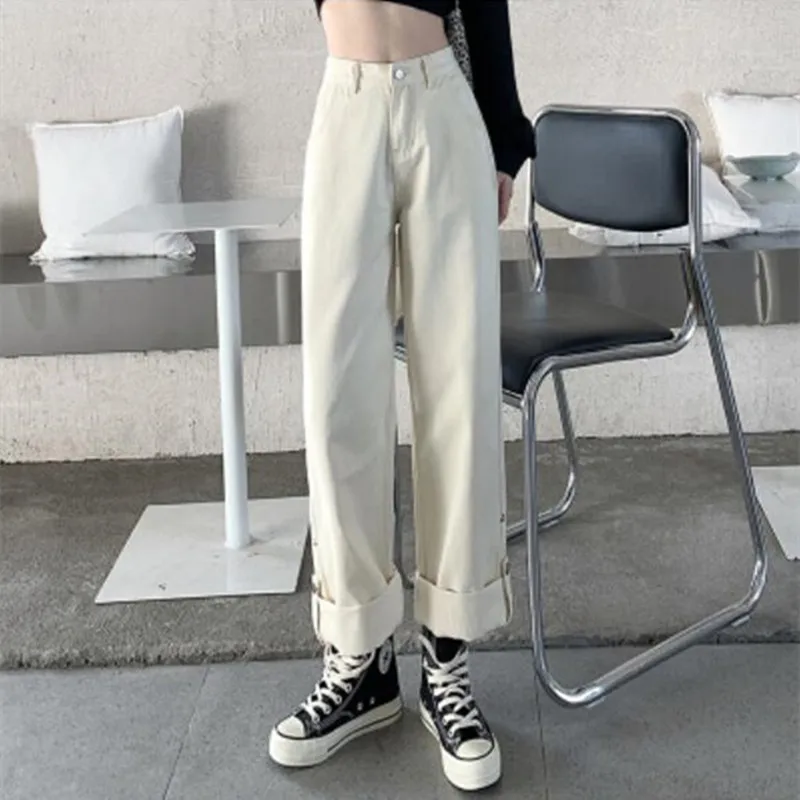 

Woman Jeans High Waist Clothes Wide Leg Denim Clothing Blue Streetwear Vintage Quality 2021 Fashion Harajuku Straight Pants