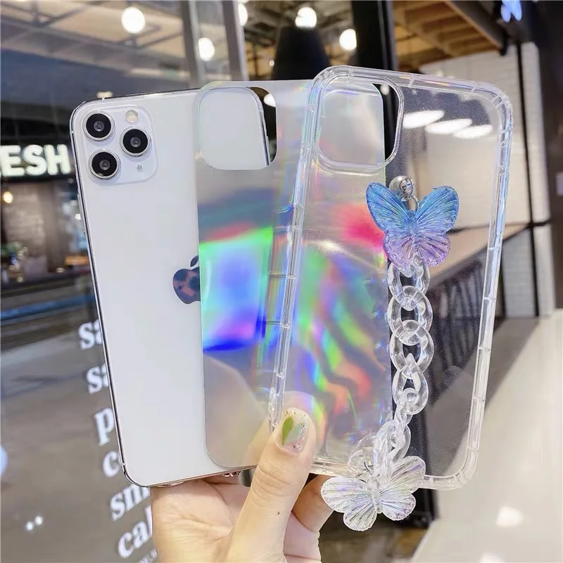 

3D Glitter Butterfly Strap For iphone 11 Pro Max X XR XS XsMax 6 6S 7 8 Plus 5 5S SE 11Pro SE 2020 12 Mini Soft Phone Case Cover