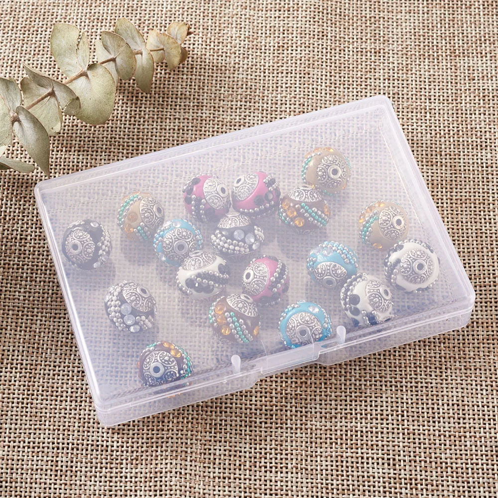 

24pcs/box Handmade Alloy Indonesia Beads 14~16mm For DIY Bracelet Necklace jewelry making Decor Accessories Mix Color