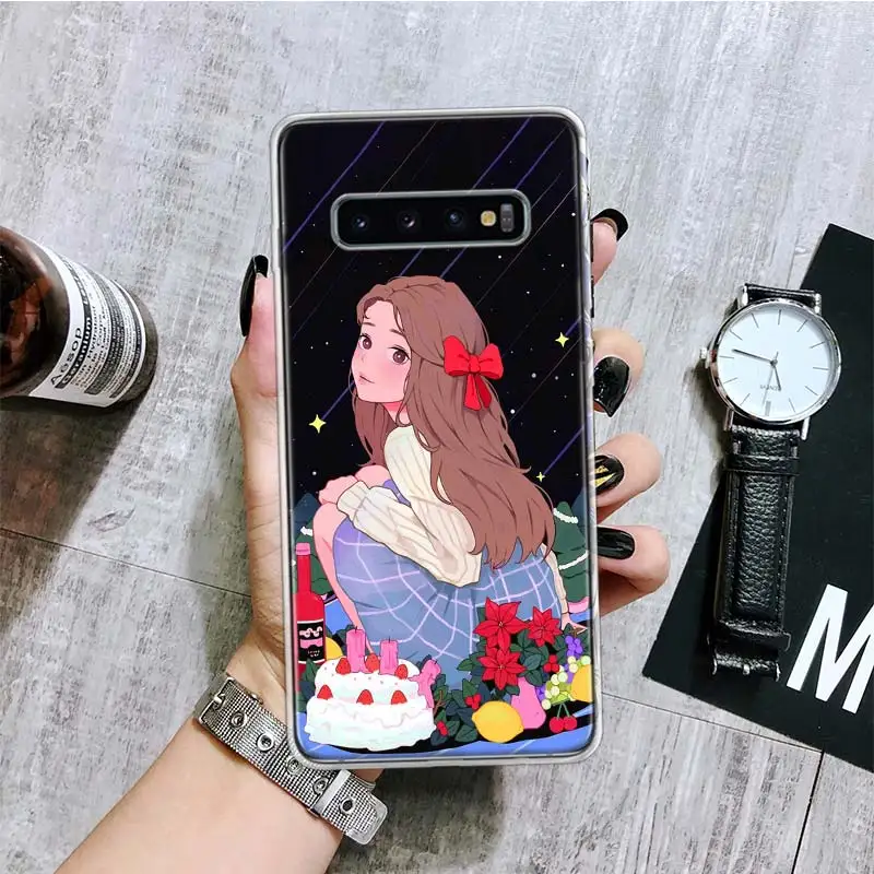INS Kawaii японский аниме иллюстрация девушка чехол для телефона Samsung Galaxy S20 FE S10 Plus S21