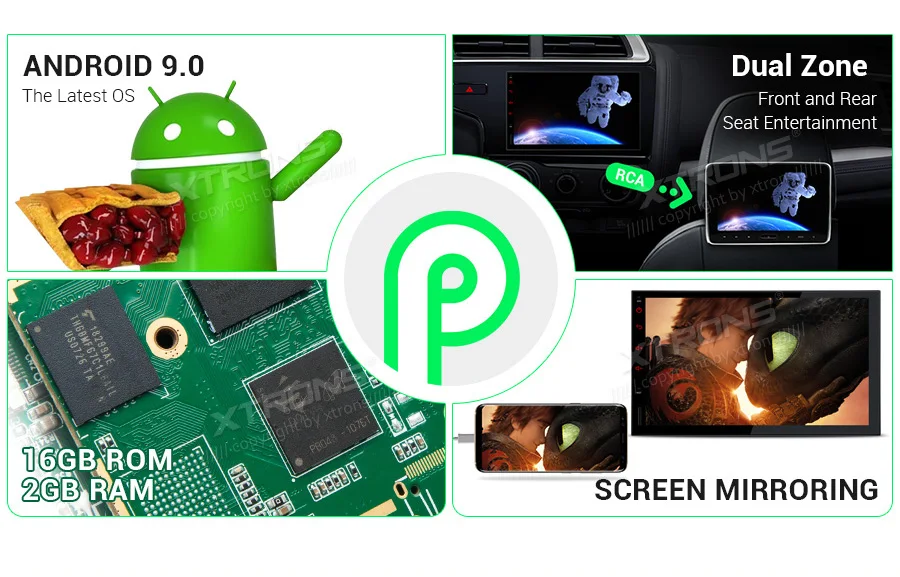 XTRONS 7 ''Android 9,0 Автомобильный мультимедийный плеер Радио стерео плеер gps навигация DAB+ система мониторинга состояния шин через Bluetooth FM wifi USB 2 Din без DVD