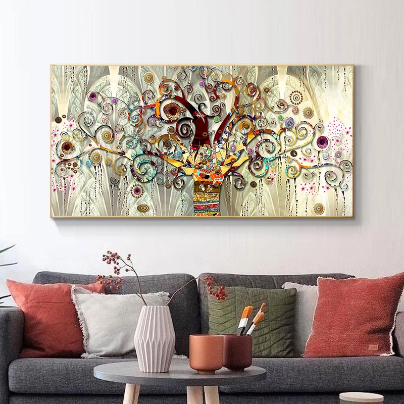 

Gustav Klimt Landscape Tree of life Painting on Canvas Posters and Prints Scandinavian Wall Art Picture for Living Room Cuadros