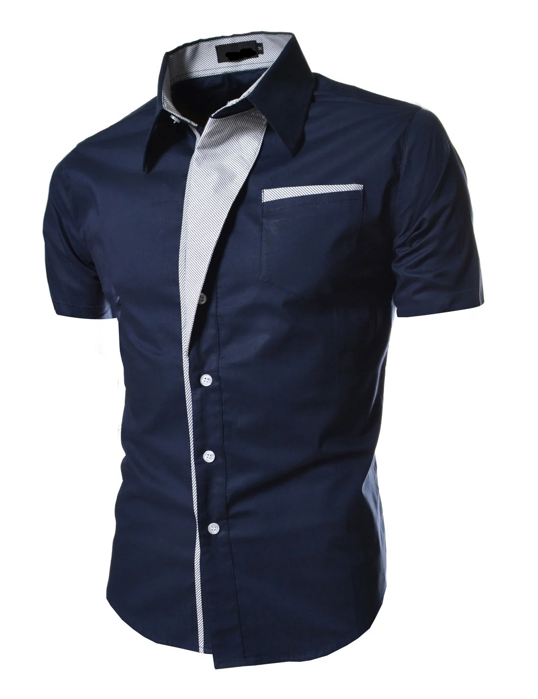 Классический Цвет одинаковая рубашка мужской повседневный узкий короткий рукав