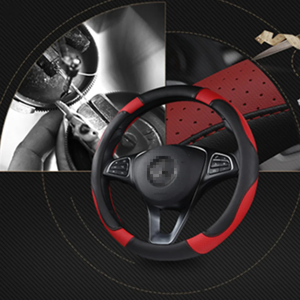 

New Style 36cm Leather Breathable Four Seasons Universal Non-slip Fashion 38cm Steering Wheel Cover 40cm