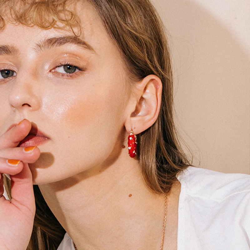 Женские медные серьги-кольца Mchic брендовые Серьги-пусеты с красным жемчугом и