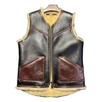 fast shippingmenwomen sheepskin shearling vest motorcycle biker street vintage vest genuine leather sleeveless coat