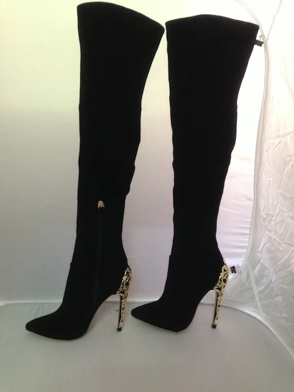 Europen&ampAmerica women's suede leather Over knee boots high quality genuine heeled thigh boot EU35-42 Size BY742 |