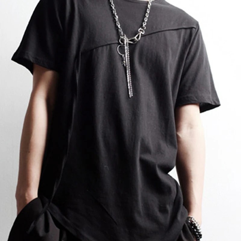 Летняя корейская мода Мужская футболка с круглым вырезом и коротким рукавом