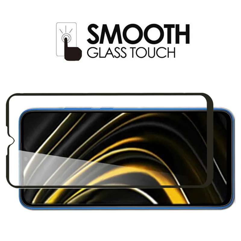 

2Pcs Protection shell full cover coque on for xiaomi poco m3 mipoco M 3 screen protector Tempered glas pocom3 m verre durci film