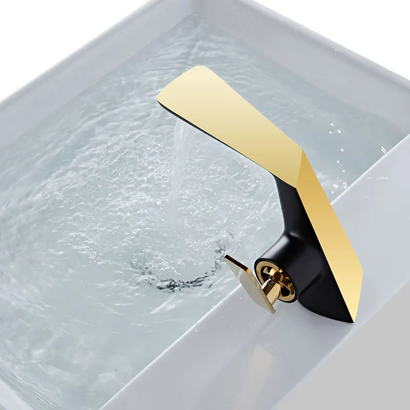 Матовый черный латунный Смеситель для раковины кран ванной горячей и холодной