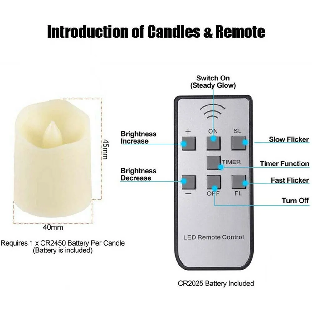 6 шт. светодиодный Электронный светильник для свечей с дистанционным управлением