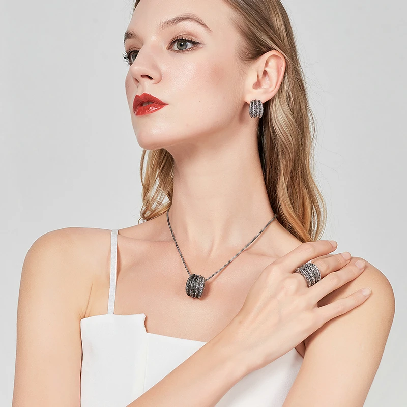 Женские винтажные серьги Mytys черные из марказита в стиле ретро античном