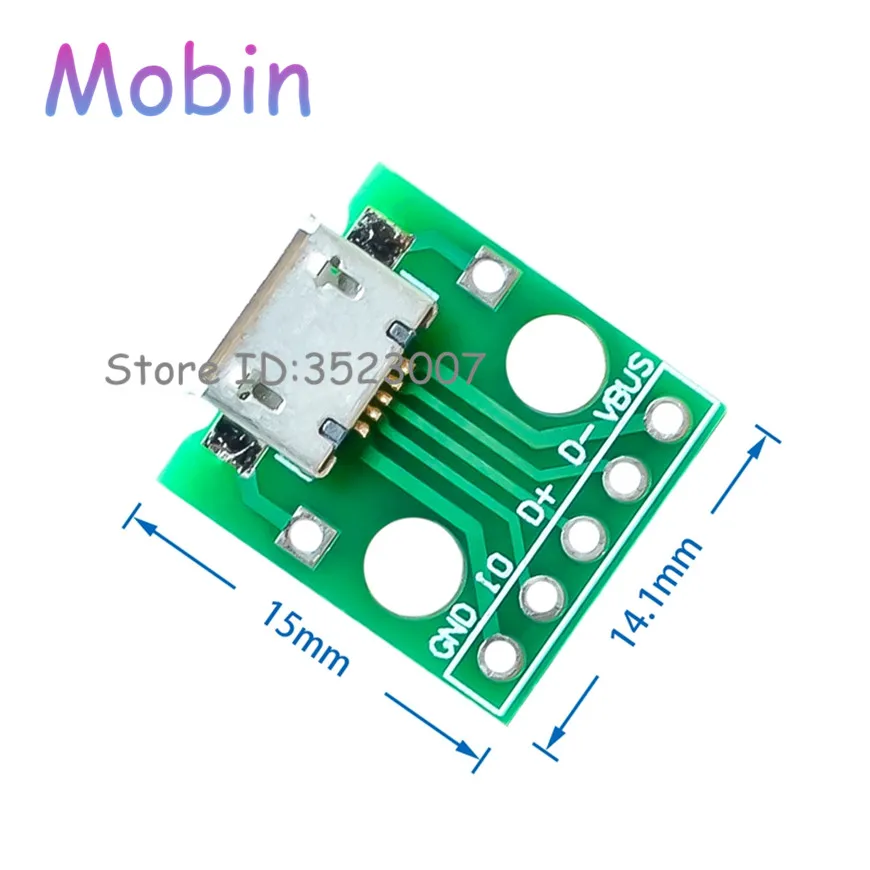 100 шт./лот микро USB адаптер DIP 5 контактный гнездовой разъем тип B конвертер PCB