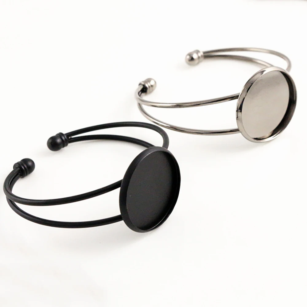 Высокое качество 25 мм черный и ружья Позолоченный Браслет База пустые результаты