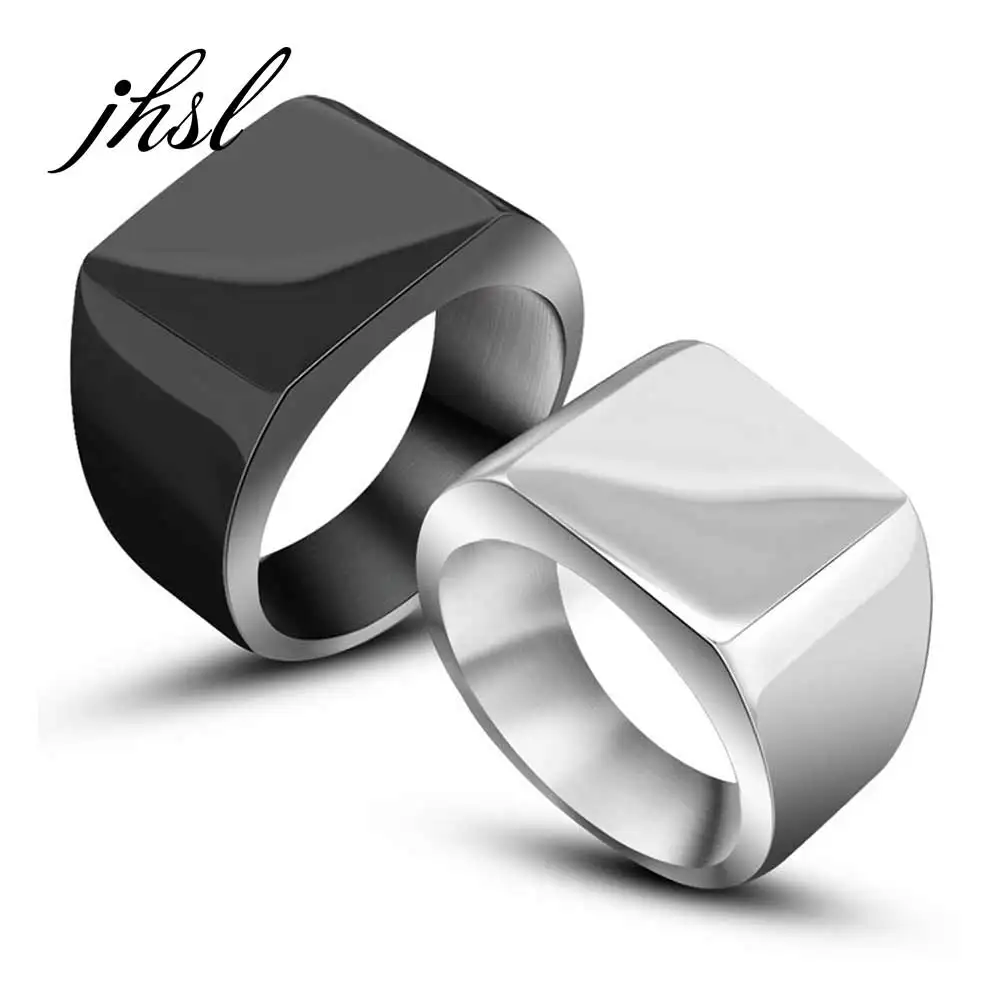 JHSL мужские однотонные кольца из нержавеющей стали серебряного цвета модные