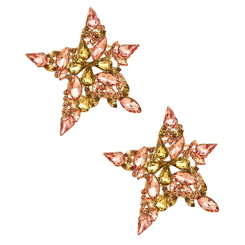 

ZHINI Bohemia Punk Gold Statement Earrings for Women Luxury Charming Star Drop Earring Rhinestone Party Jewelry 2021 brincos
