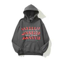 21ss tape logo printing patchwork pullover fleece sweatshirts mens and womens oversize stranger things casual hooded hoodies