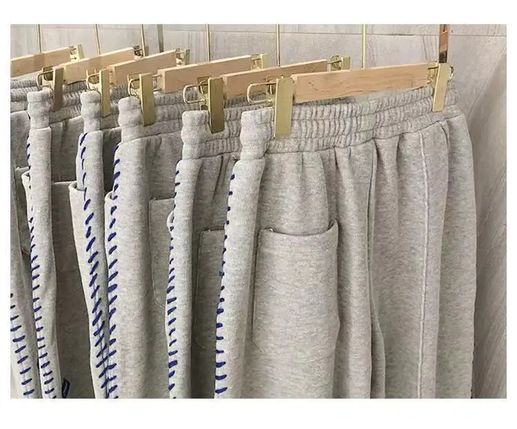 ADER ERROR Sweatpants 2020FW Men Women Casual Pants Side 1:1 Hand knitting Blue Crude Wool Stripe Ladies High Waist Trousers