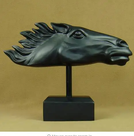 

Abstract Horse Head Sculpture Handmade Resin Mustang Statue Ornament Craft Accessories Furnishing for Home and Office Decoration