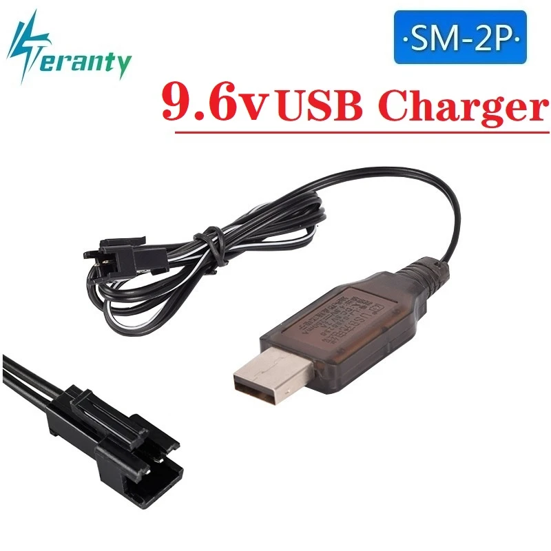 

100Pcs 9.6V 250mAh USB Charger For Ni-Cd Ni-MH Battery Pack SM-2P SM Plug Input DC 5V Output 9.6V Charger for RC toys Battery