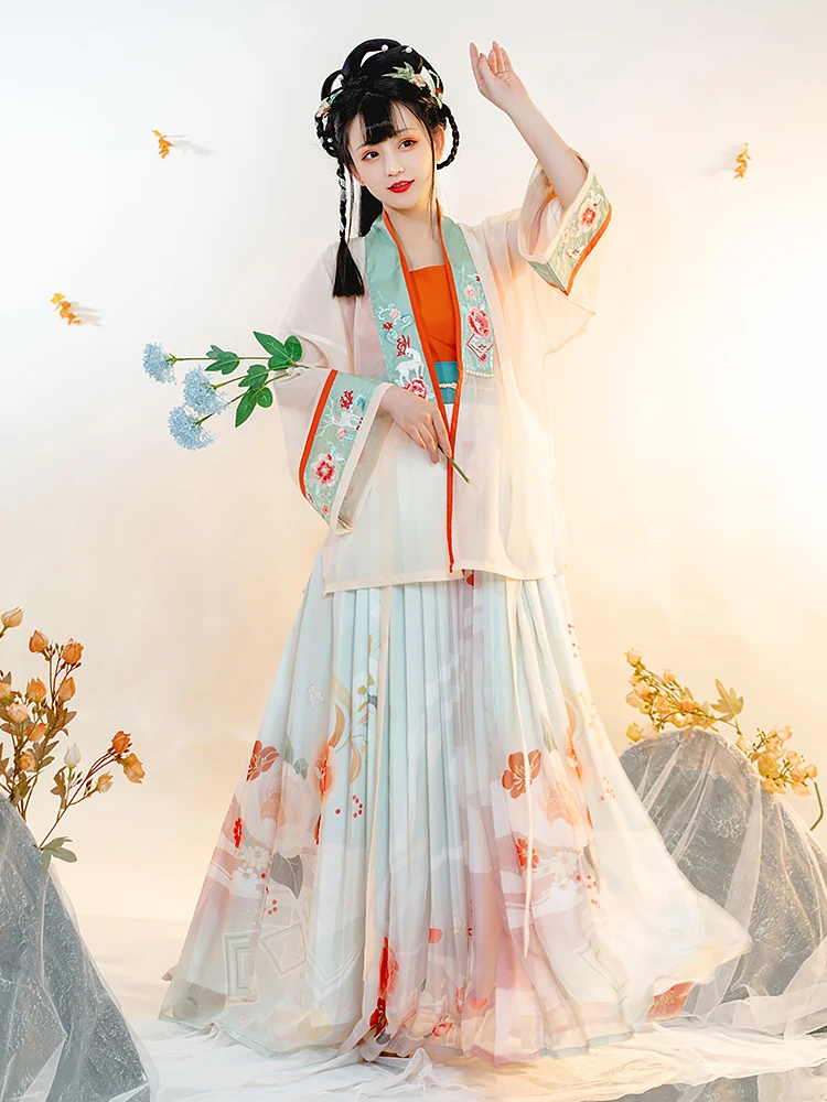 

Song Beizi Hanfu Women's Dresses Ancient Oriental Clothing Authentic Traditional Chinese Waist Length Pleated Skirt