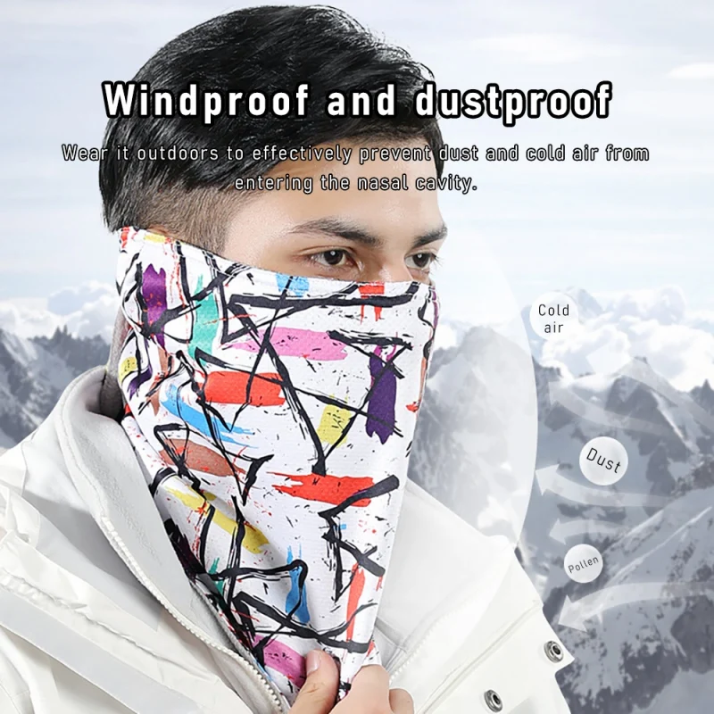 

Winter Triangle Scarf Men Face Bandana Graffiti Fashion Printed Breathable Neck Warmer Gaiter Outdoor Sport Windproof #77