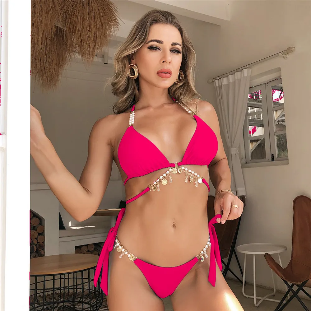

Women Sexy Bikinis Swimsuit Tassel High Waist Biquini Set Padded Solid Female Separate Swimsuit Beach Wear Sexy Bathing Suits