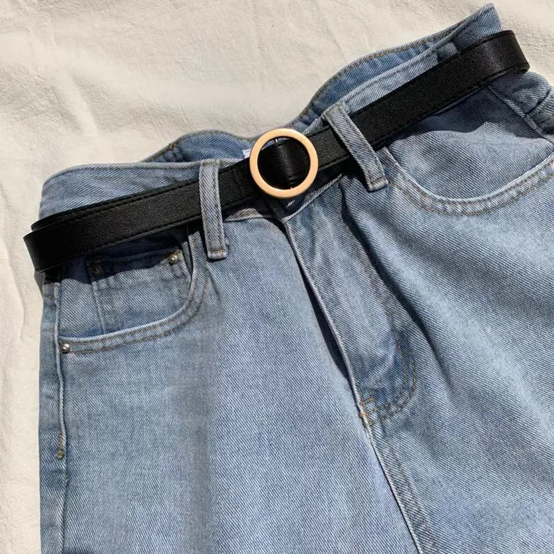 

Non-hole Round Buckle Women's Belt PU Leather Black Cinturon Women for Dress Fashion Jeans Ladies Pants Luxury Belt Waistband