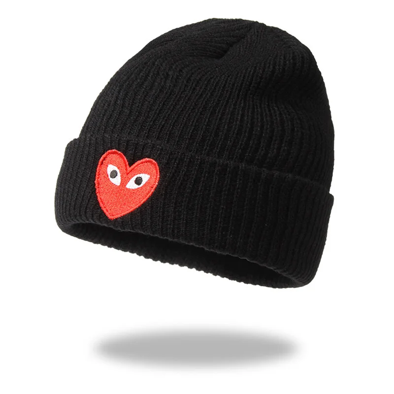 

SHATANGJU Winter Beanies Embroidery Warm Hat Girls Knitted Cap Hip Hop Lovers Street Dance Bonnet Brand Skullies Hats for Women