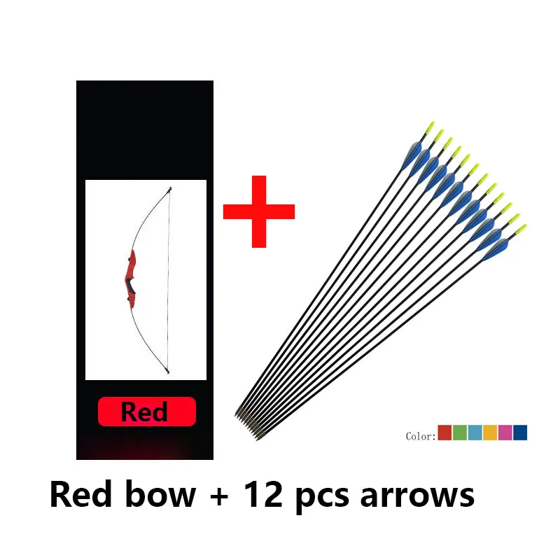 Red Bow and arrows 40LBS лук прямой для правой руки и левой руки 50 дюймов со стрелками для молодежи стрельба из лука охота стрельба ребенок изогнутый лук - Цвет: Red Bow and arrows