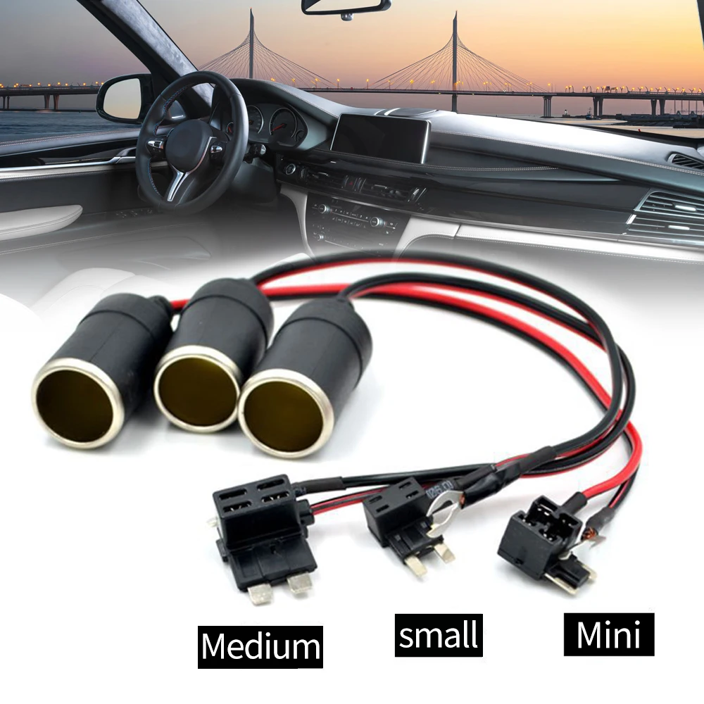 

Medium/small/miniCar Cigarette Lighter Charger Cable Female Socket Plug Connector Adapter Cable Fuse Lossless Wiring Circuit