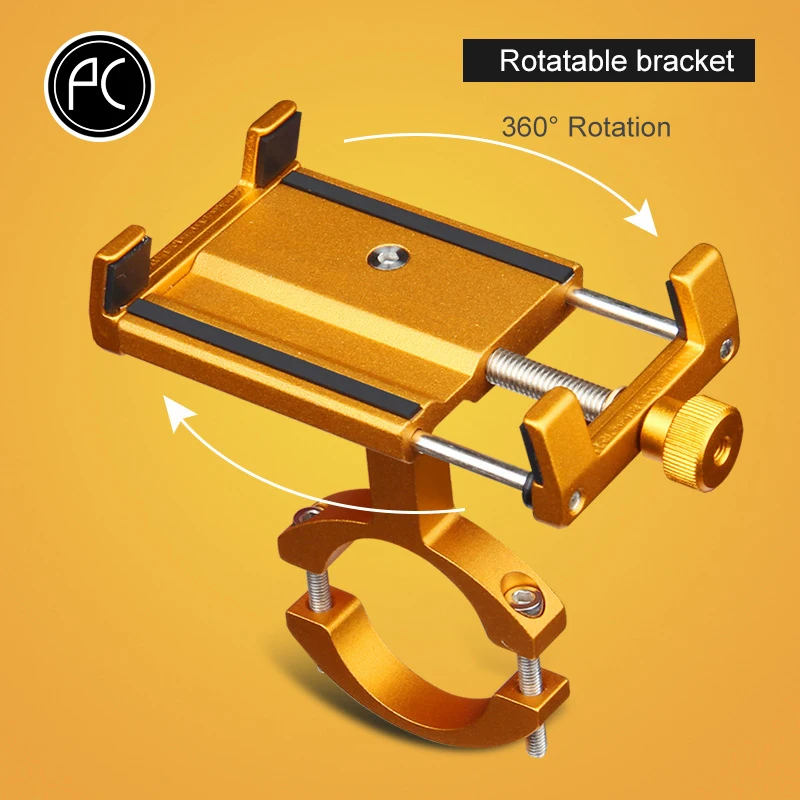 Gold 360 Rotatable PCycling велосипедный держатель алюминиевый сплав держатель для телефона Мобильный навигационный Кронштейн регулируемый держатель MTB велосипедная Часть Аксессуары - Цвет: Gold 360 Rotatable
